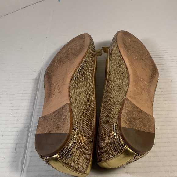 Coach Abigail Gold Sequin Ballet Flats With Logo Charms - Picture 7 of 8